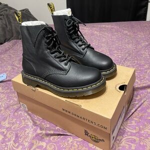 Dr. Martens - black, lace up, worn once combat boots!